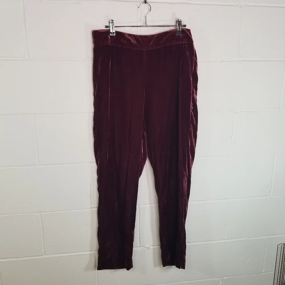 J. Crew luxe burgundy velvet easy pull on pants